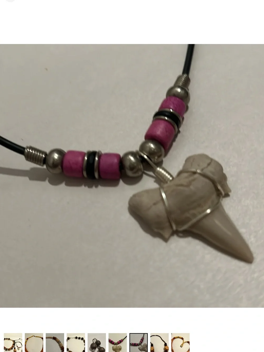 Vintage Tribal Necklace Lot Set 4 Necklaces Heishi Wood Natural Shark Tooth